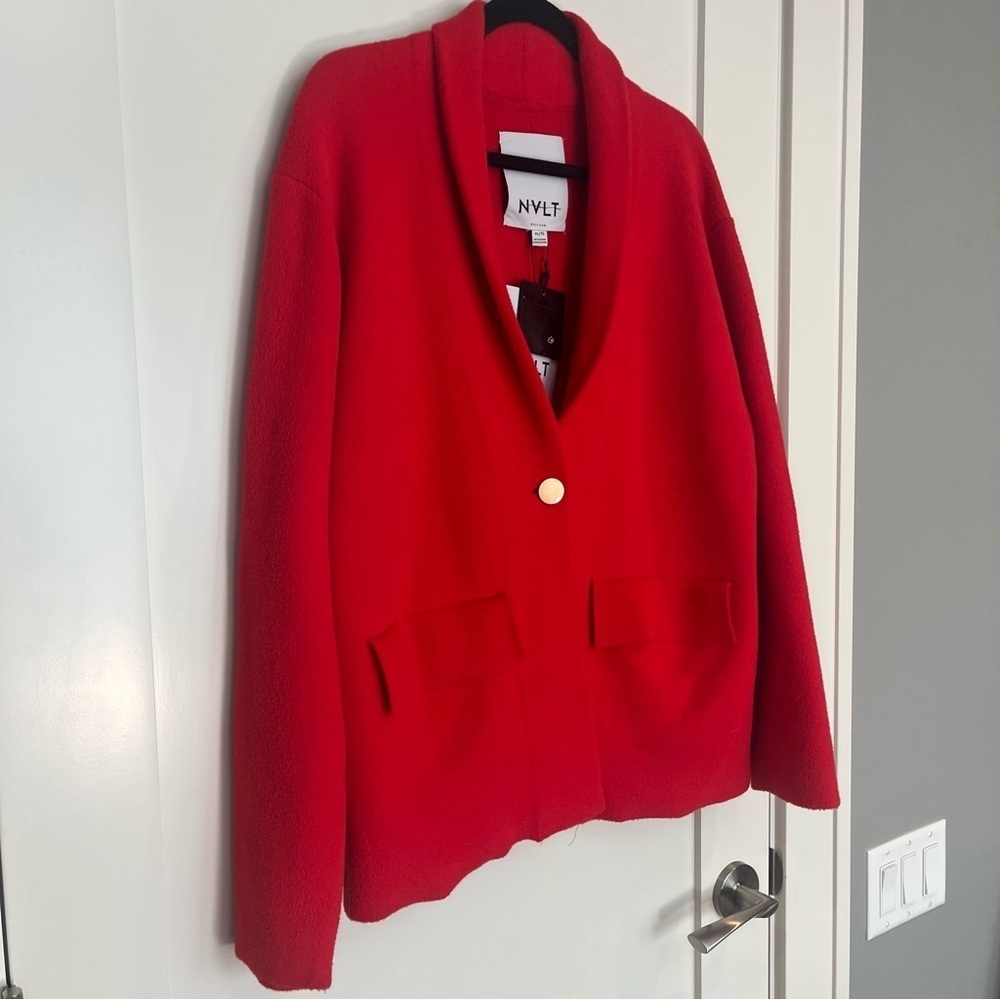 NVLT Red Blazer Classic Knit Suit Jacket